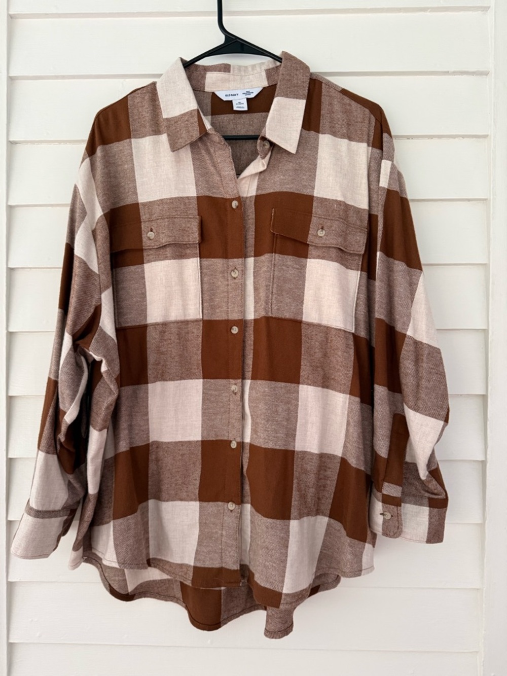 Old Navy | Boyfriend Shirt Plaid Flannel Button Down XL Petite Oversized